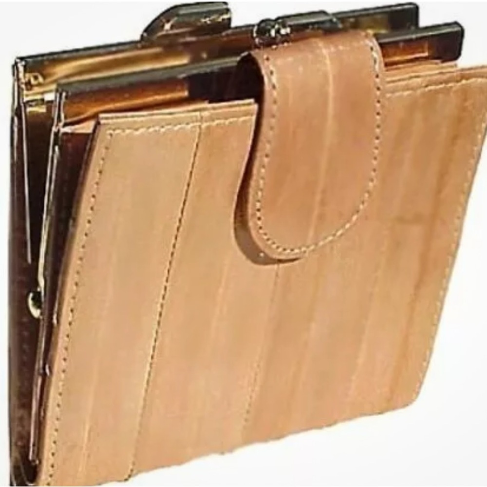Tan Vintage Eel Skin Bi-fold Wallet